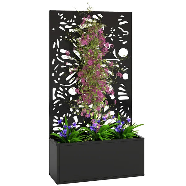 24 Inch Metal Garden Bed with Trellis for Climbing Plants, Model 84H-528V00BK - product image 11