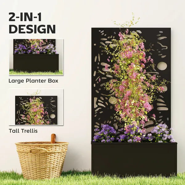 24 Inch Metal Garden Bed with Trellis for Climbing Plants, Model 84H-528V00BK - product image 4