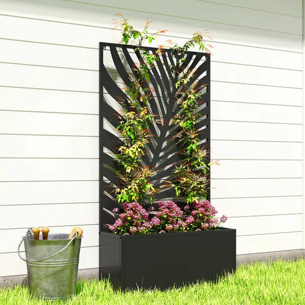 24 Inch Metal Garden Bed with Trellis for Climbing Plants, Model 84H-521V00BK - product image 9