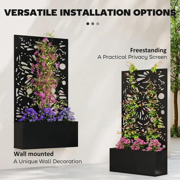 24 Inch Metal Garden Bed with Trellis for Climbing Plants, Model 84H-528V00BK - product image 5