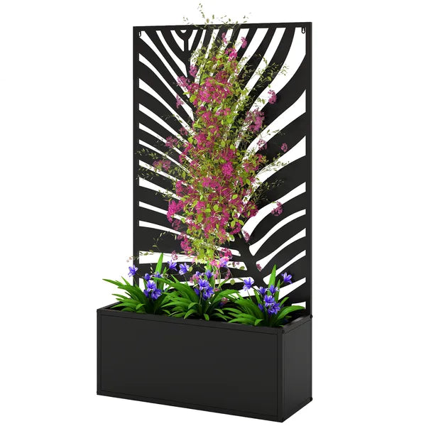 24 Inch Metal Garden Bed with Trellis for Climbing Plants, Model 84H-521V00BK - product image 1