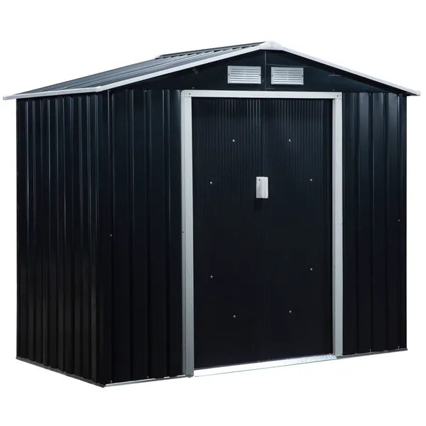 Outsunny Metal Garden Shed 7 x 4 Dark Gray Spacious Outdoor Storage Organizer with Ventilation for Backyard - product image 1