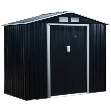 Outsunny Metal Garden Shed 7 x 4 Dark Gray Spacious Outdoor Storage Organizer with Ventilation for Backyard - product image 1