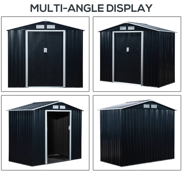 Outsunny Metal Garden Shed 7 x 4 Dark Gray Spacious Outdoor Storage Organizer with Ventilation for Backyard - product image 7