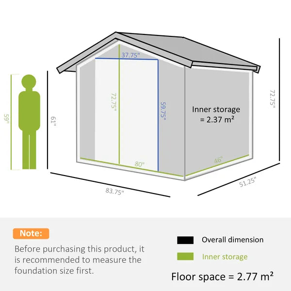 Outsunny Metal Garden Shed 7 x 4 Dark Gray Spacious Outdoor Storage Organizer with Ventilation for Backyard - product image 3
