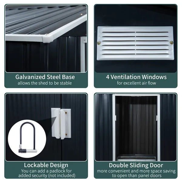 Outsunny Metal Garden Shed 7 x 4 Dark Gray Spacious Outdoor Storage Organizer with Ventilation for Backyard - product image 6