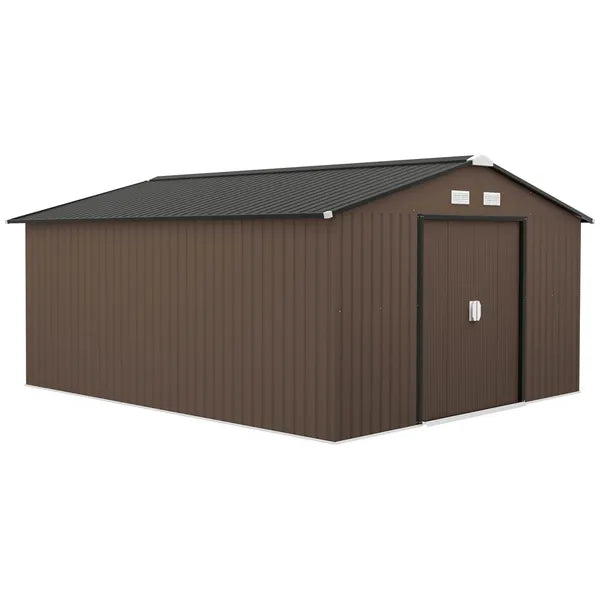 Outsunny Metal Garden Shed Brown Storage Utility Double Locking Doors for Bike Yard Tools - product image 12