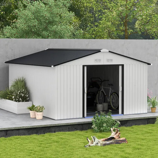 Outsunny Metal Garden Shed White Storage Utility Double Locking Doors for Bike Yard Tools - product image 11
