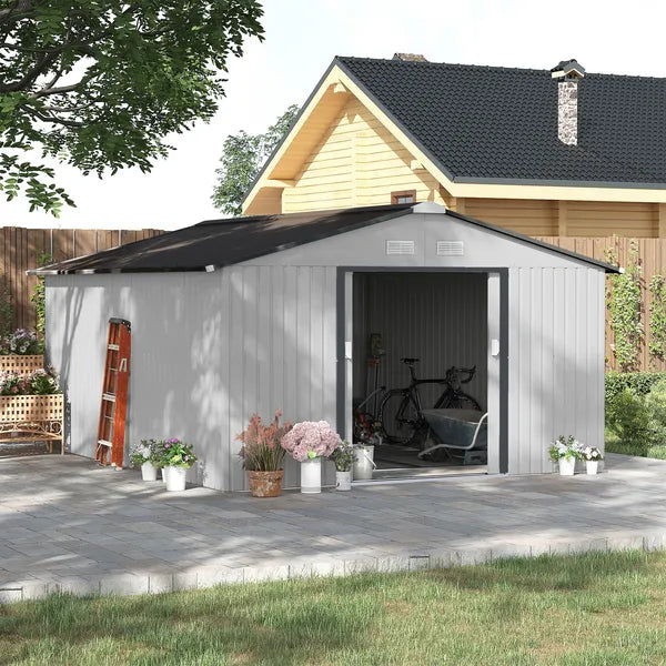 Outsunny Metal Garden Shed White Storage Utility Double Locking Doors for Bike Yard Tools - product image 2