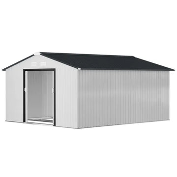 Outsunny Metal Garden Shed White Storage Utility Double Locking Doors for Bike Yard Tools - product image 1