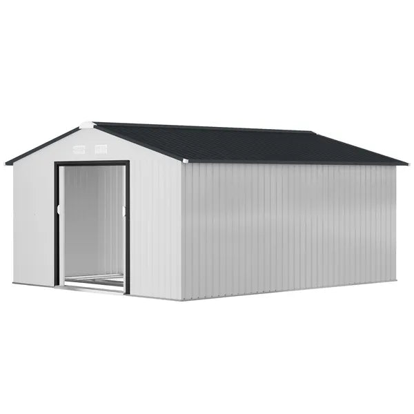 Outsunny Metal Garden Shed White Storage Utility Double Locking Doors for Bike Yard Tools - product image 1