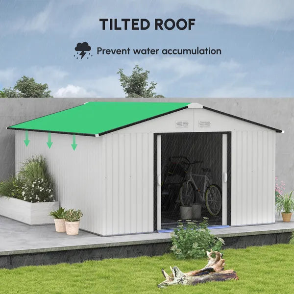 Outsunny Metal Garden Shed White Storage Utility Double Locking Doors for Bike Yard Tools - product image 4