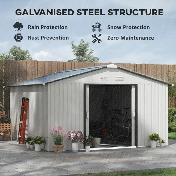 Outsunny Metal Garden Shed White Storage Utility Double Locking Doors for Bike Yard Tools - product image 5