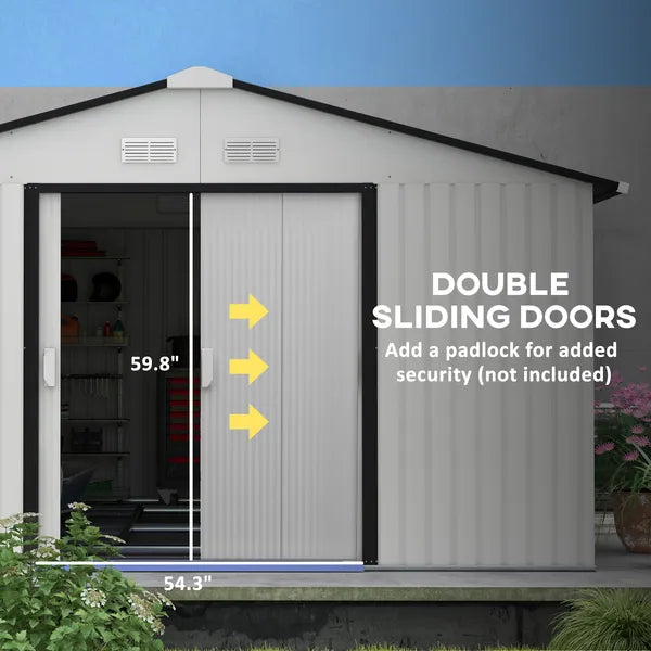 Outsunny Metal Garden Shed White Storage Utility Double Locking Doors for Bike Yard Tools - product image 6