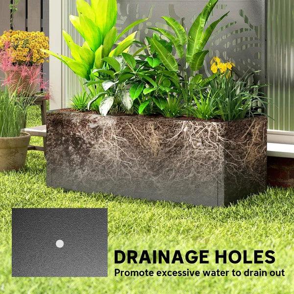 Outsunny Metal Planter Box with Trellis, 71 Inch Tall Raised Garden Bed with Privacy Screen and Drainage Holes, Banana-Leaf Cut-Outs - product image 6
