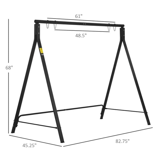 Outsunny Metal Porch Swing Stand 528 lb Capacity for Backyard Patio and Lawn Black - product image 3
