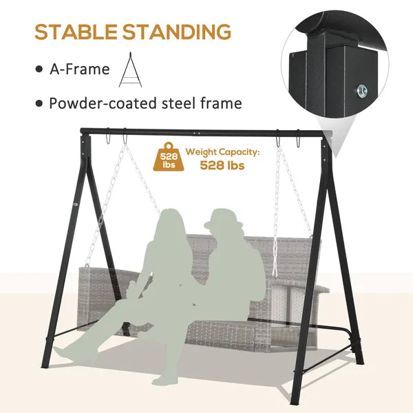Outsunny Metal Porch Swing Stand 528 lb Capacity for Backyard Patio and Lawn Black - product image 6