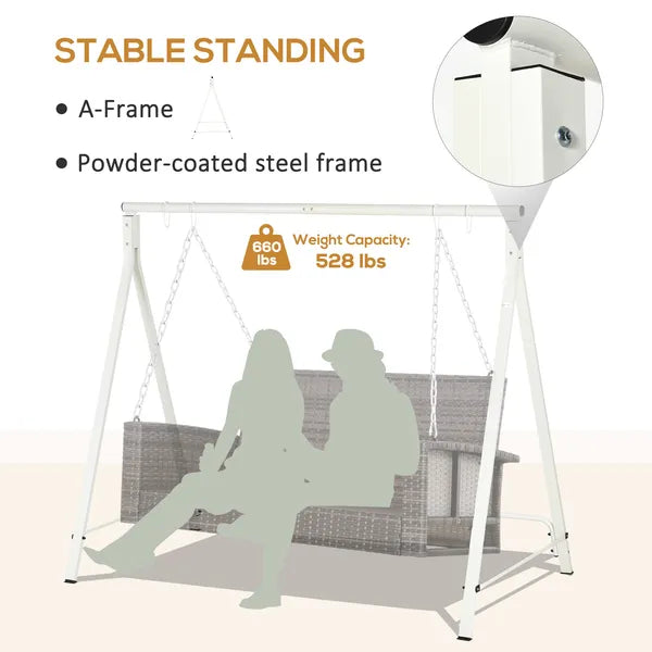 Metal Porch Swing Stand with 528 lb Capacity, White - product image 6