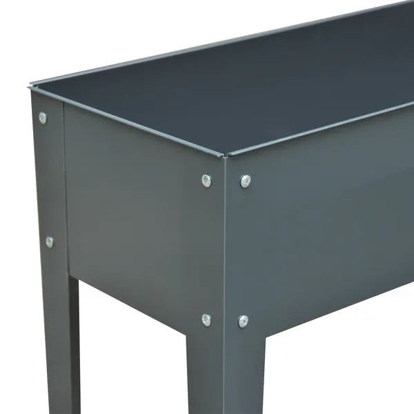Outsunny Metal Raised Garden Bed Planter Box 40" x 12" x 32" Dark Grey Durable Outdoor Gardening Solution - product image 8