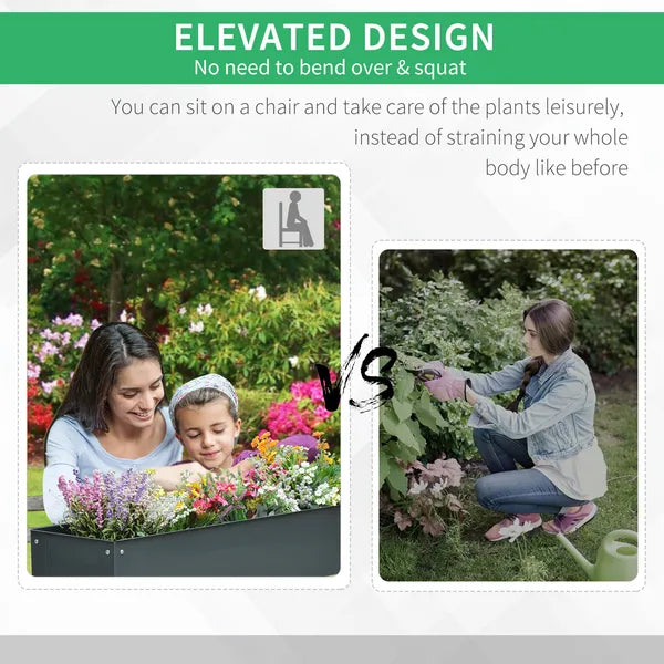 Outsunny Metal Raised Garden Bed Planter Box 40" x 12" x 32" Dark Grey Durable Outdoor Gardening Solution - product image 7