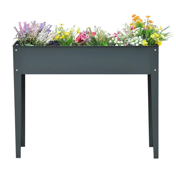 Outsunny Metal Raised Garden Bed Planter Box 40" x 12" x 32" Dark Grey Durable Outdoor Gardening Solution - product image 11