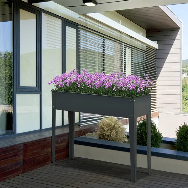 Outsunny Metal Raised Garden Bed Planter Box 40" x 12" x 32" Dark Grey Durable Outdoor Gardening Solution - product image 10