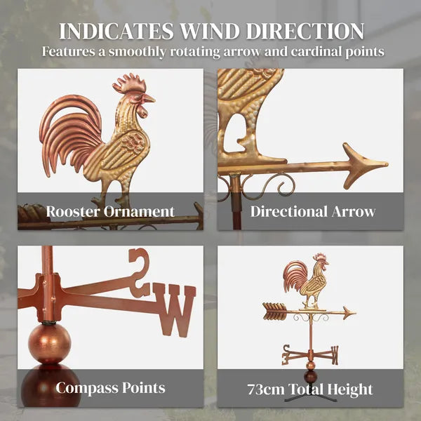 Outsunny Metal Rooster Weathervane, Roof Mount Wind Direction Indicator, Outdoor Weather Vanes - product image 7