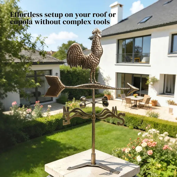 Metal Rooster Weathervane, Roof Mount Wind Direction Indicator, Outdoor Weather Vanes - product image 6