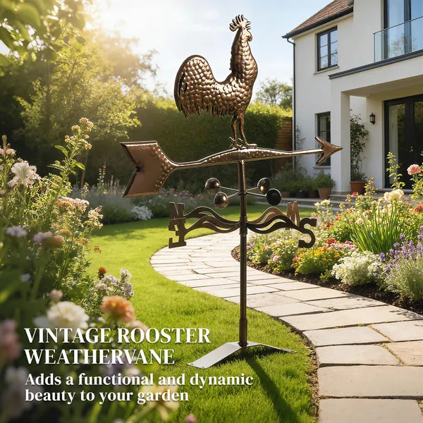 Metal Rooster Weathervane, Roof Mount Wind Direction Indicator, Outdoor Weather Vanes - product image 3