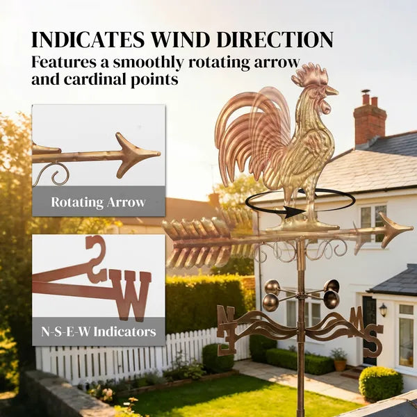 Outsunny Metal Rooster Weathervane, Roof Mount Wind Direction Indicator, Outdoor Weather Vanes - product image 4