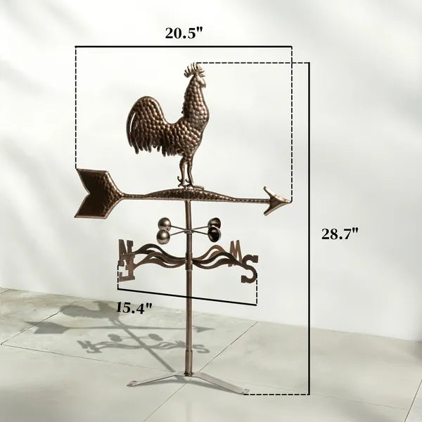 Metal Rooster Weathervane, Roof Mount Wind Direction Indicator, Outdoor Weather Vanes - product image 2