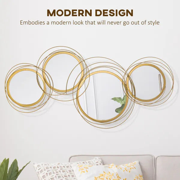 HOMCOM Metal Wall Art Modern Mirror Decor Home Hanging Wall Sculptures for Living Room Bedroom Dining Room Gold - product image 4