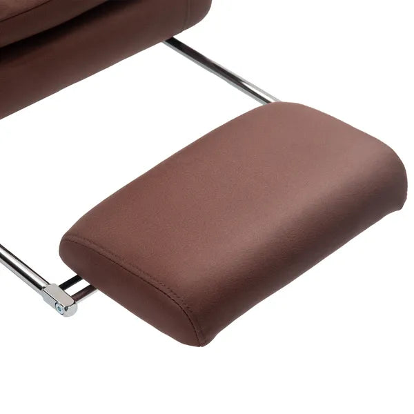 Microfibre Massage Office Chair, Heated Reclining Chair with Footrest, Double-tier Padding, Swivel Wheels, Coffee - product image 8