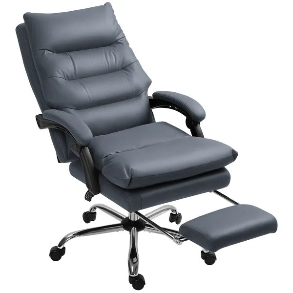 Vinsetto Microfibre Massage Office Chair, Heated Reclining Chair with Footrest, Double-tier Padding, Swivel Wheels, Dark Gray - product image 12
