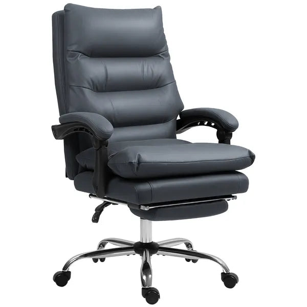 Vinsetto Microfibre Massage Office Chair, Heated Reclining Chair with Footrest, Double-tier Padding, Swivel Wheels, Dark Gray - product image 1