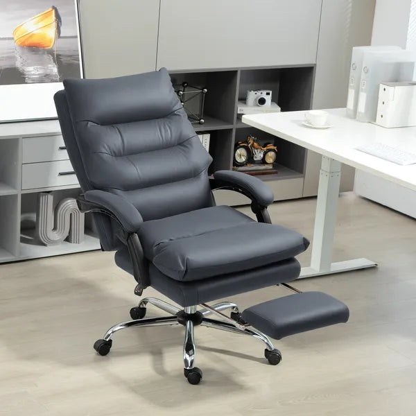 Vinsetto Microfibre Massage Office Chair, Heated Reclining Chair with Footrest, Double-tier Padding, Swivel Wheels, Dark Gray - product image 10