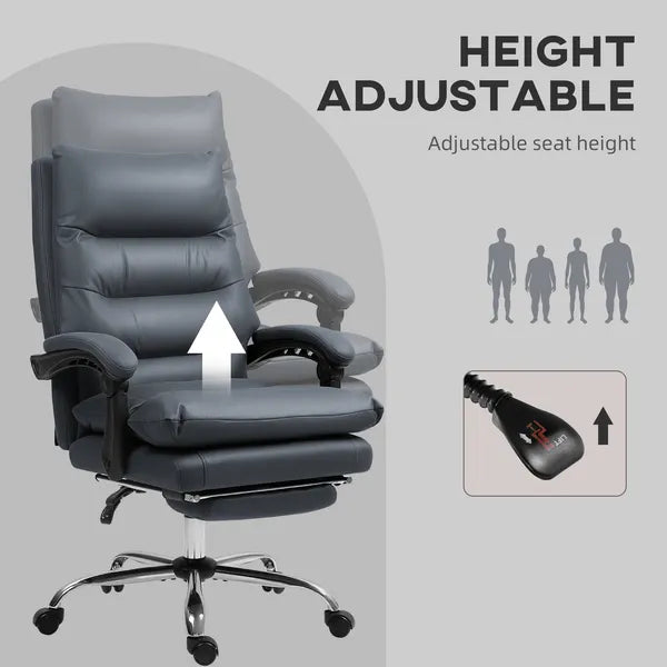 Vinsetto Microfibre Massage Office Chair, Heated Reclining Chair with Footrest, Double-tier Padding, Swivel Wheels, Dark Gray - product image 5