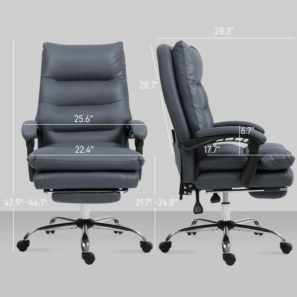 Vinsetto Microfibre Massage Office Chair, Heated Reclining Chair with Footrest, Double-tier Padding, Swivel Wheels, Dark Gray - product image 3