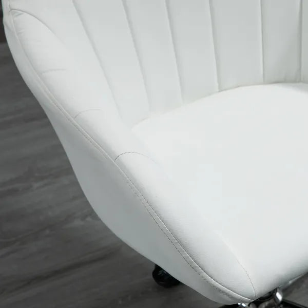Mid-Back Home Office Chair PU Leather Swivel Task Armchair with Tub Shape Design for Living Room Home, White - product image 8