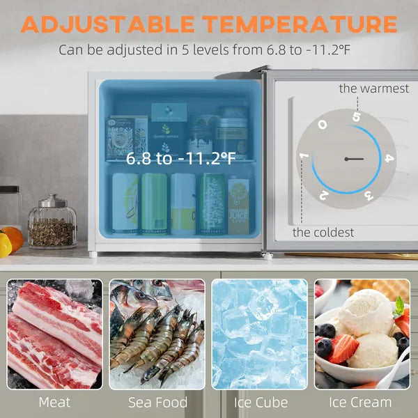 HOMCOM Mini Freezer Countertop, 1.1 Cu.Ft Compact Upright Freezer with Removable Shelves, Reversible Door for Home, Dorm, Apartment and Office, Gray - product image 4