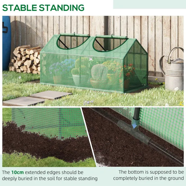 Outsunny 3.9 x 2 x 2 Ft Mini Greenhouse with Roll-Up Windows and PE Cover Green - product image 6