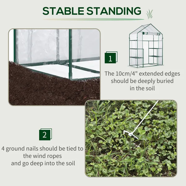 Outsunny Walk In Mini Greenhouse with 6 Shelves and Roll Up Door Clear - product image 6