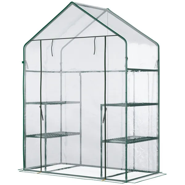Outsunny Walk In Mini Greenhouse with 6 Shelves and Roll Up Door Clear - product image 11