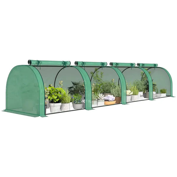 Outsunny Mini Greenhouse, Portable Greenhouse with 4 Roll-Up Doors, PE Cover, 177.2 Inch x 39.4 Inch x 31.5 Inch, Green - product image 11