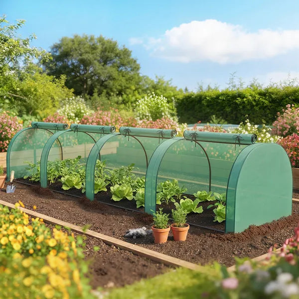 Outsunny Mini Greenhouse, Portable Greenhouse with 4 Roll-Up Doors, PE Cover, 177.2 Inch x 39.4 Inch x 31.5 Inch, Green - product image 2