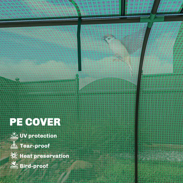 Outsunny Mini Greenhouse, Portable Greenhouse with 4 Roll-Up Doors, PE Cover, 177.2 Inch x 39.4 Inch x 31.5 Inch, Green - product image 5