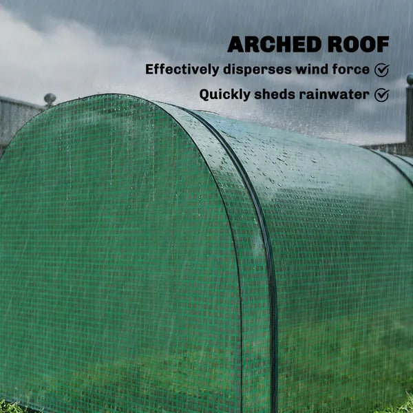 Outsunny Mini Greenhouse, Portable Greenhouse with 4 Roll-Up Doors, PE Cover, 177.2 Inch x 39.4 Inch x 31.5 Inch, Green - product image 8