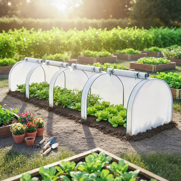 Outsunny Mini Greenhouse, Portable Greenhouse with 4 Roll-Up Doors, PE Cover, 177.2" x 39.4" x 31.5", White - product image 2
