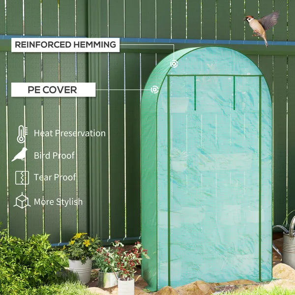 Outsunny Mini Greenhouse, Portable Greenhouse with 4 Tier Shelves, Roll-Up Door, and Plastic Cover, 41.3" x 17.7" x 63", Green - product image 4