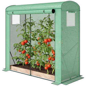 Mini Greenhouse, Portable Greenhouse with Roll-Up Door and 2 Mesh Windows, PE Cover, 78.7" x 29.5" x 74", Green - product image 1